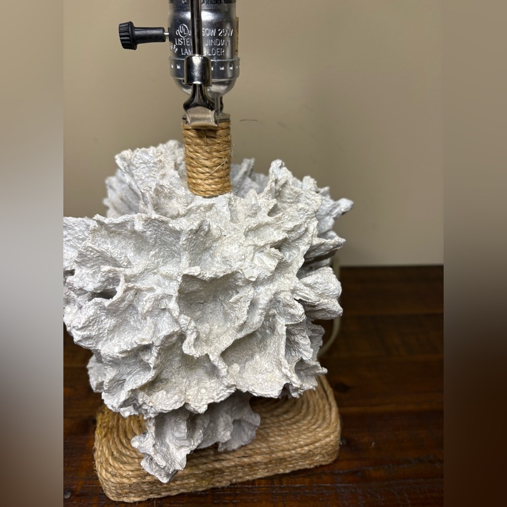 Two’s Company Faux Coral Table Lamp- White - Picture 6 of 9